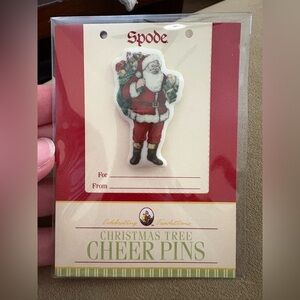 Spode Christmas Tree Cheer Pin Santa NEW
